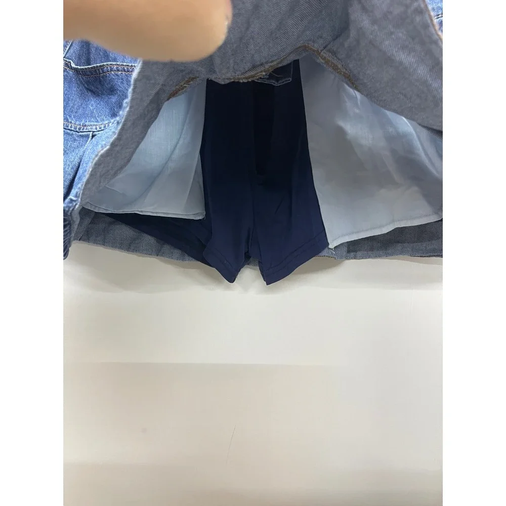Aeropostale Womens XL Blue Denim Low Rise Mini Skort Pleated Y2K Skirt Shorts